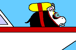 Gladys on a boat